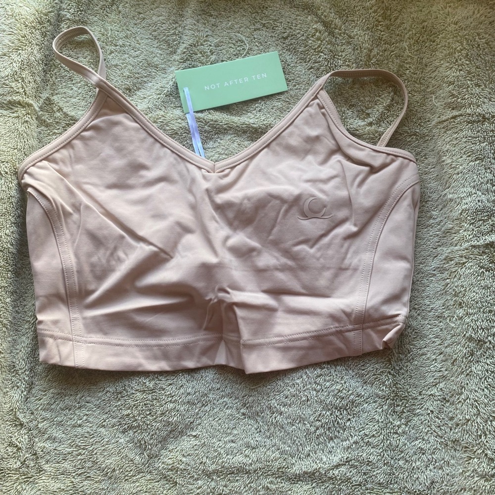 NOT‎ AFTER TEN Crop Tank Top Camisole Light Pink V Neck Seamless XS S